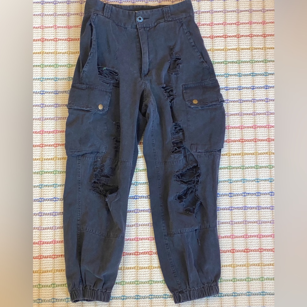 CARMAR DISTRESSED BLACK CARGOS: size 6 (more like 0)